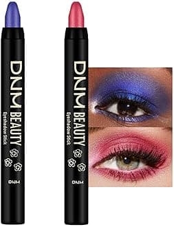 evpct2Pcs Cream Eyeshadow Sticks Set for Eyes Waterproof, Blue Shimmer & Red Shimmer Matte Eye shadow Stick Pencil Pen Bulk sombras en crema para ojos 32+35