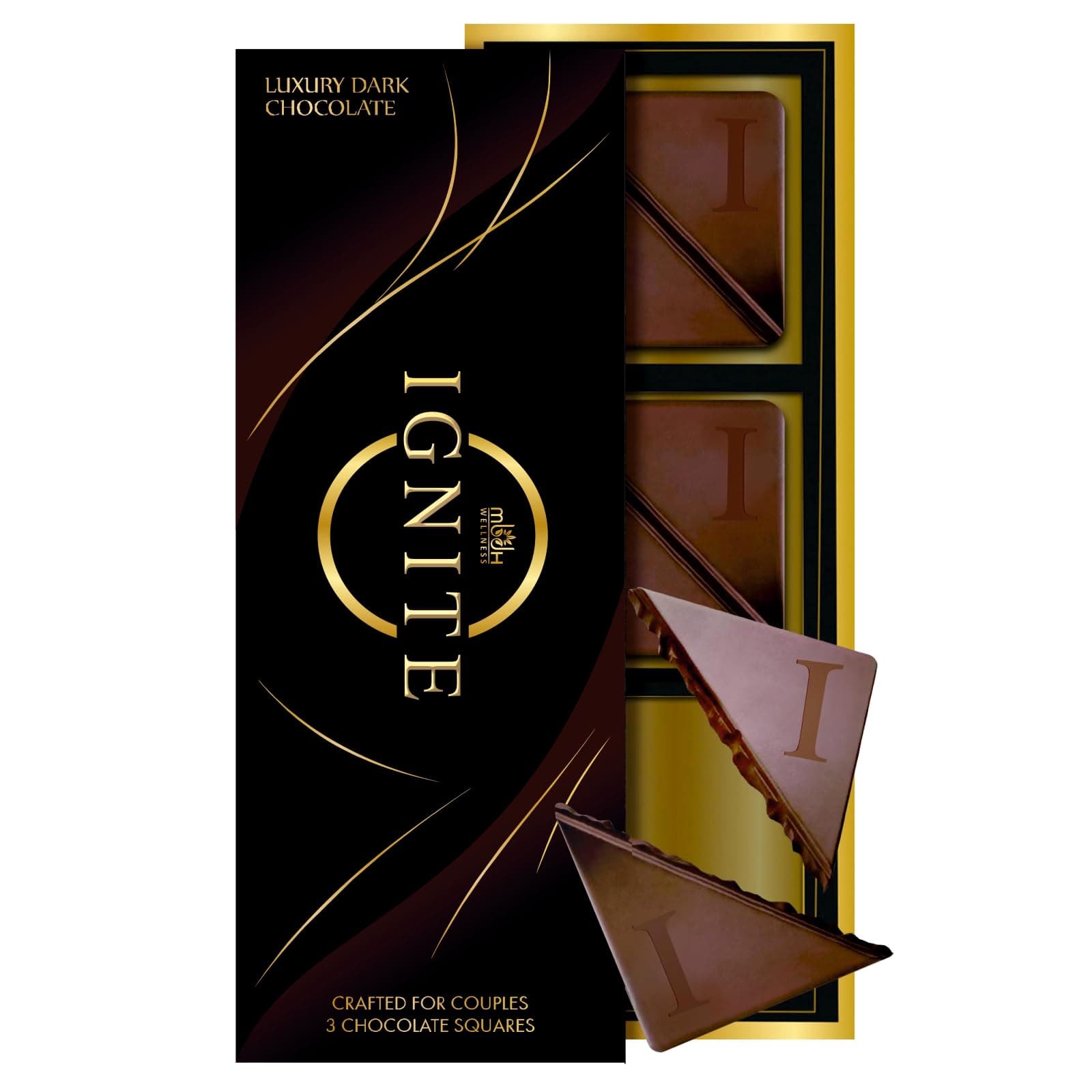 MBDH Wellness Ignite Chocolate Bars (1 Box) Premium Dark Chocolate For Mood & Vitality Boost | Crafted For Men & Women | 100% Vegetarian & Gluten-Free (Pack of 1),280 G