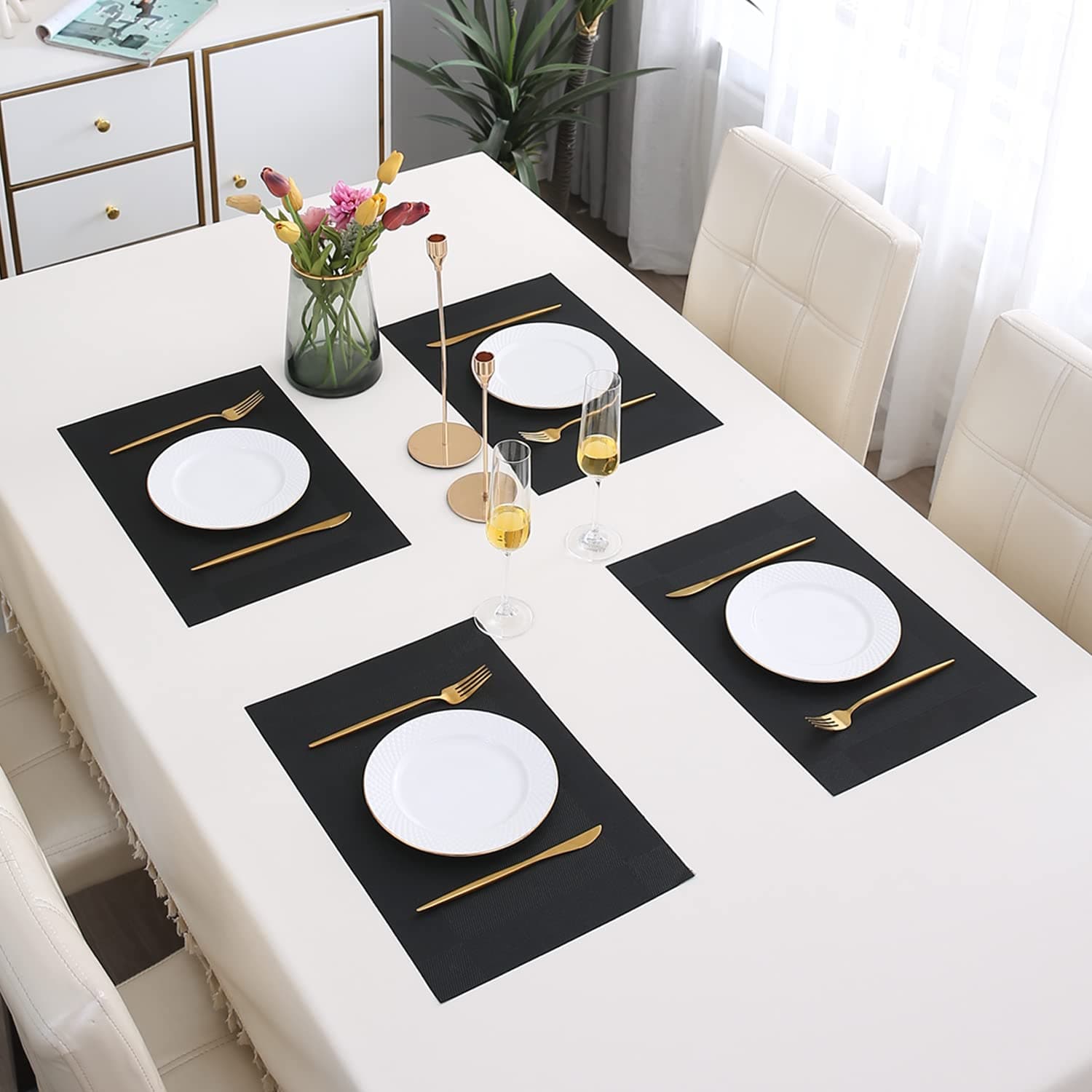 HOKIPO PVC Washable Set of 4 Placemats for Dining Table - 45x30 cm (AR3104)