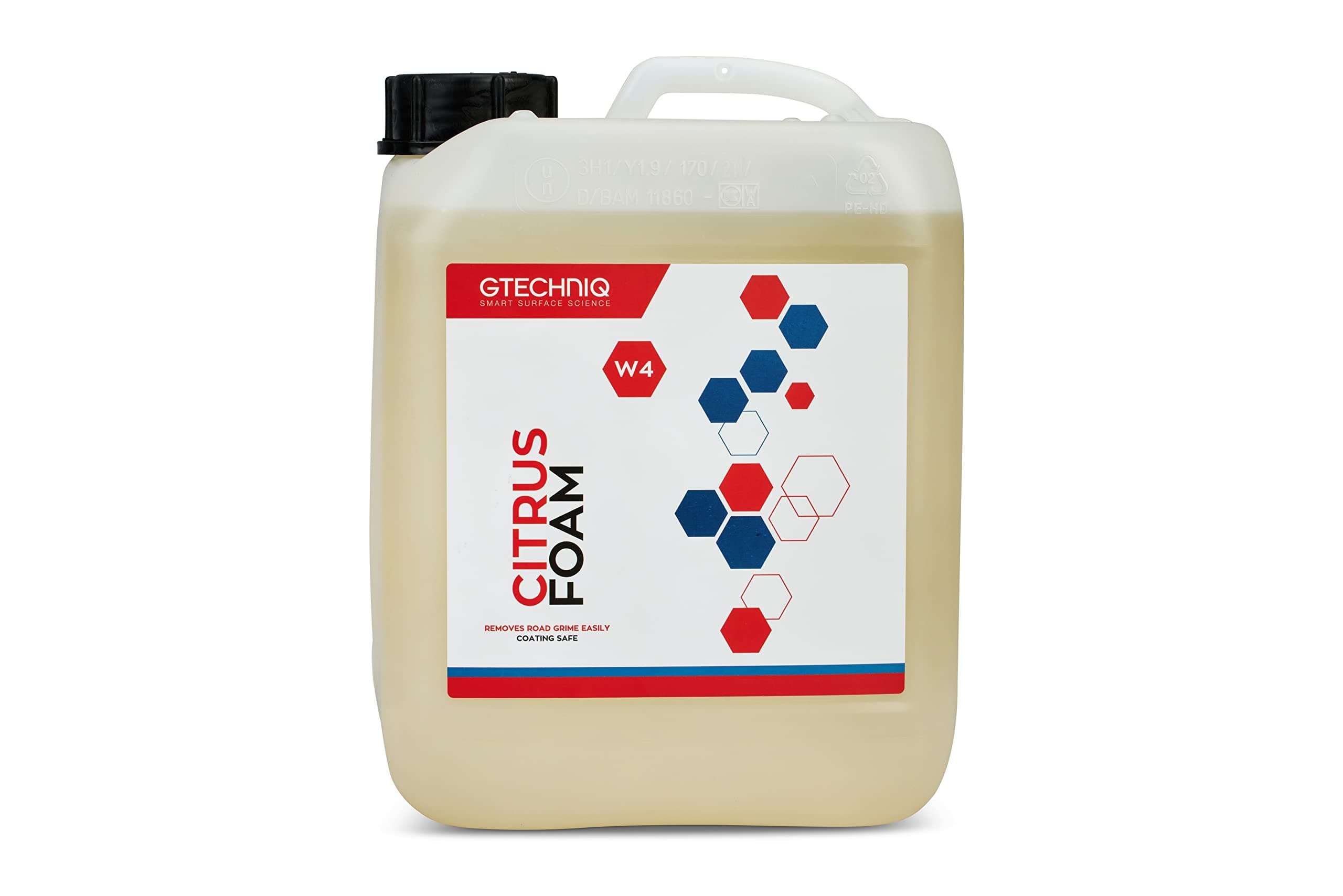 Gtechniq W4 Citrus Foam 5000ml - High Content Foaming Agent, Removes Dirt and Road Grime Effortlessly - 100% Biodegradable Ingredients, Non-Caustic Formula - Maximum Gloss Retention Snow Foam
