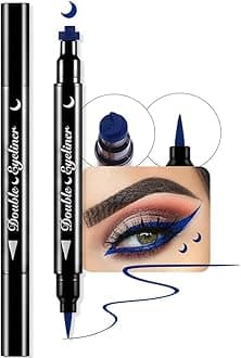 evpct 1Pcs Blue Colored Winged Eyeliners Stamp, Blue Moon Face Stamps Makeup Eyeliner Eye Stamp Liners Tool Set Kit for Women Waterproof, Wing Eyeliner Stamp Figures Tool Wingliner Shapes, 06#