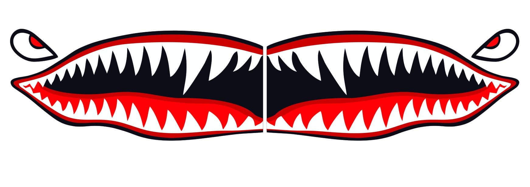 Flying Tigers shark teeth decal sticker 3” tall x 7” long WWII Military Airplane