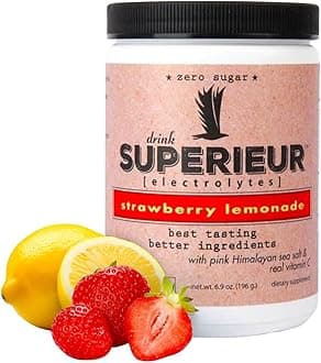 Superieur Electrolytes–Plant Based Electrolyte Supplement w/Sea Minerals for Hydration & Recovery–Keto Friendly, Non-GMO, Zero Sugar, Vegan Healthy Sports Drink Powder–Strawberry Lemon(70 Serv)