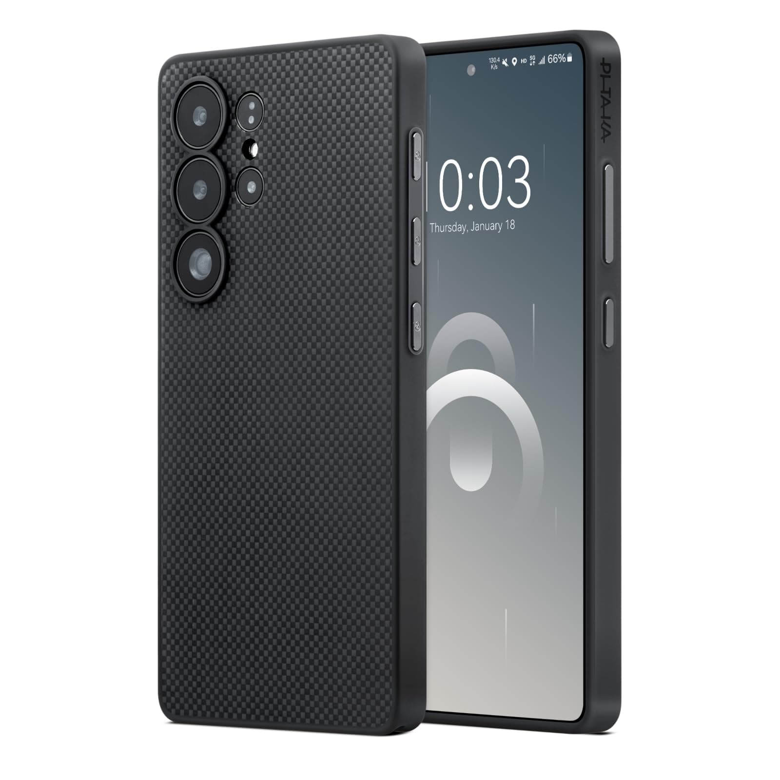 pitaka for Samsung Galaxy S25 Ultra Case, 6.9 Inch, Compatible with MagSafe, Protective S25 Ultra Case, 1500D Aramid Fiber Made [PinButton] Black/Gray | 6.9 Inch, Protective, S25 Ultra Case, [PinButton]