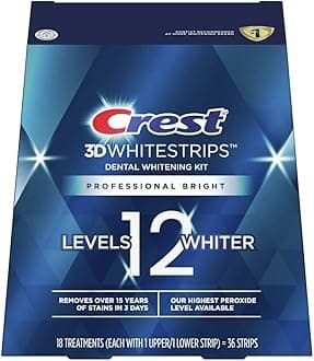 Crest 3D Whitestrips Professional Bright Levels 12 Teeth Whitening Kit, 18 Treatments, 1, 36.0 Count