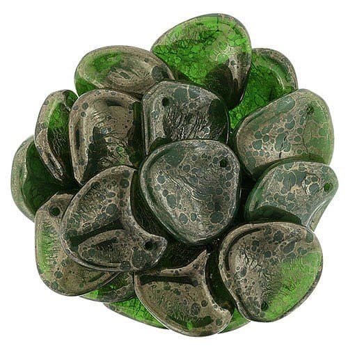 Milky Emerald Moon Dust Rose Petals -14x13mm