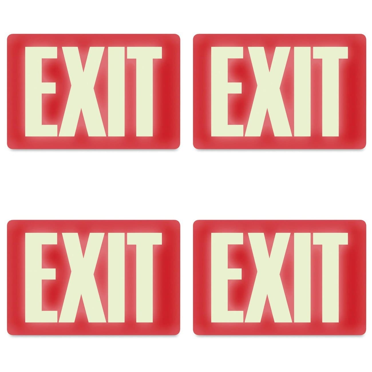 HeadlineSign 4792 Glow-in-The-Dark Exit Sign, 8 Inches by 12 Inches, 4 Packs