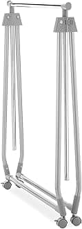 Whitmor Foldable Garment Rack - Rolling Clothes Hanger - Adjustable Height,Silver
