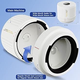 Electric Mason Jar Vacuum Sealer Kit for Wide Mouth and Regular Mouth Mason Jar - White