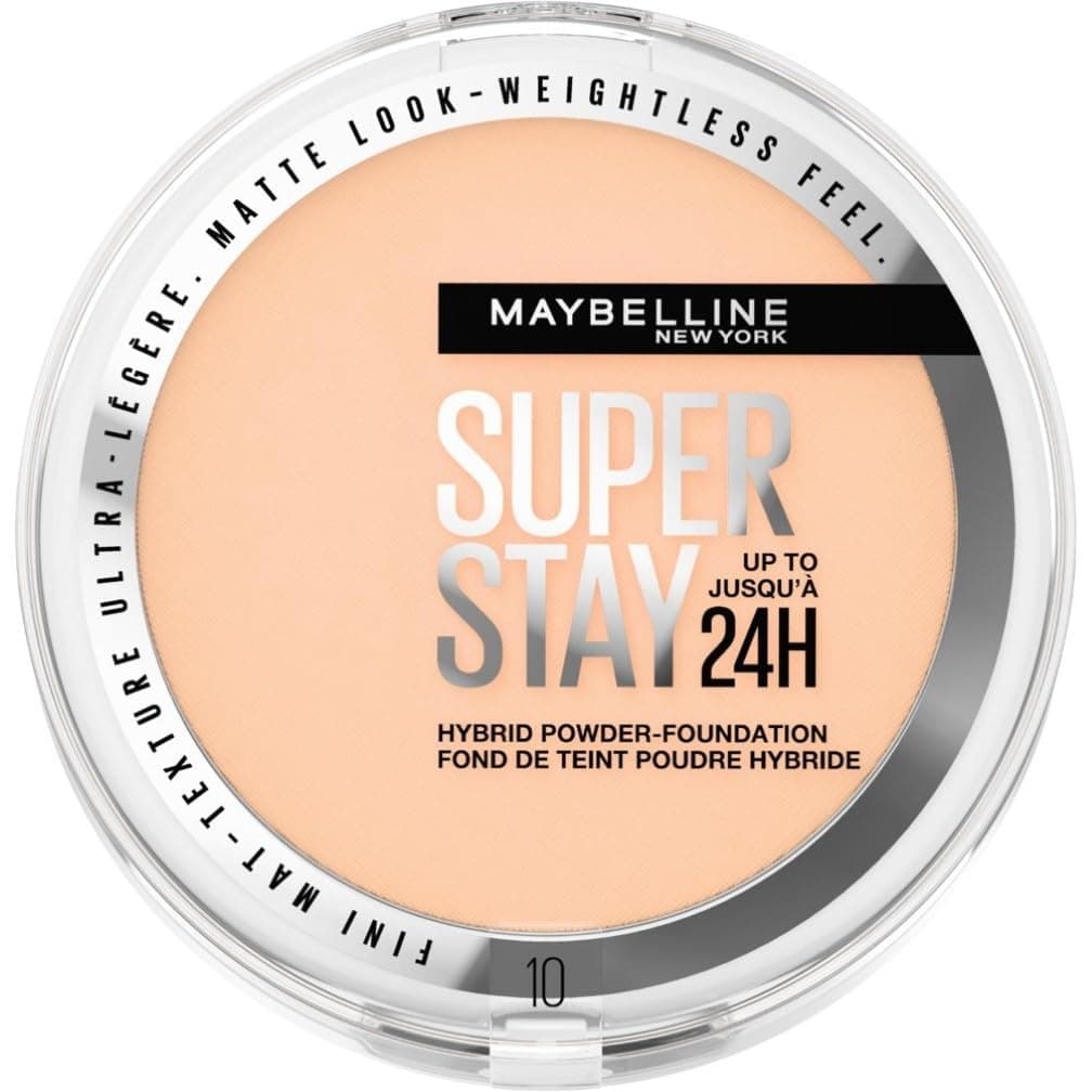 Powder Foundation, Long-lasting 24H Wear, Medium to Full Coverage, Transfer, Water & Sweat Resistant, SuperStay 24H Hybrid Powder Foundation, 10