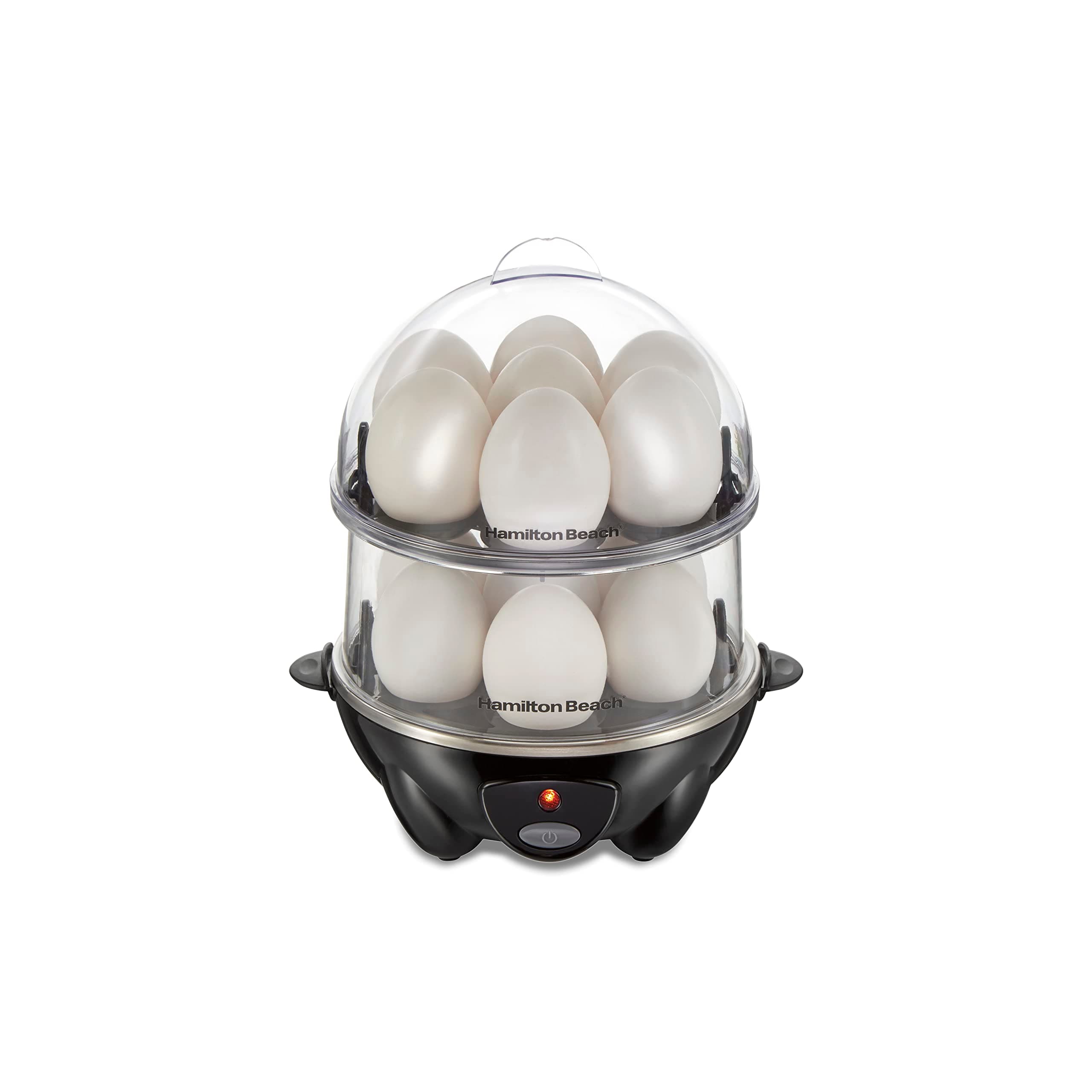 Hamilton Beach 3-in-1 Electric Hard Boiled Egg Cooker, Poacher & Omelet Maker, Holds 14, Black (25508)