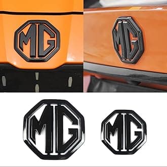 Car Badges for MG ZS EV | 2019-2021,Replace Emblem Logo Sticker Car Emblem Badge 3D Decoration Sticker for Steering Wheel/Bonnet Front and Rear and Trunk Logo,Black/front and rear logo