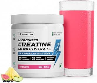 Wellcore Pure Micronised Creatine Powder (33 Servings, Fruit Fusion) For Enhanced Muscle Strength With Rapid Absorption | Creatine Monohydrate | Wellcore Creatine Flavoured - 122g