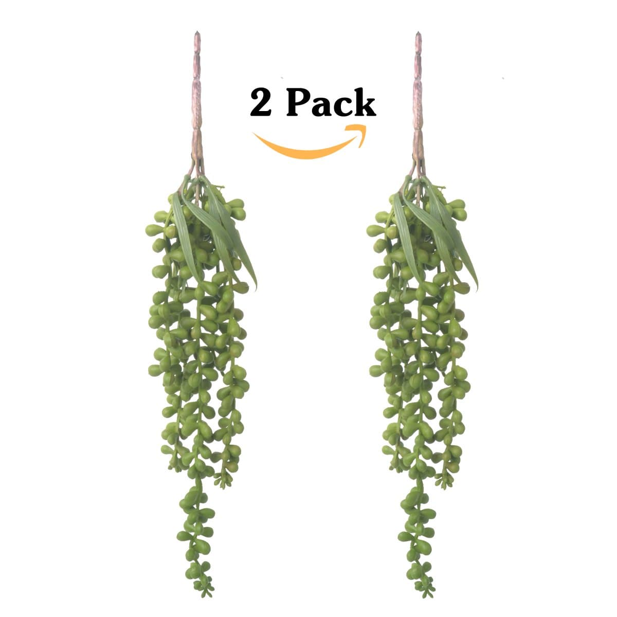 2pcs Artificial Succulent Plants Artificial Hanging Plants String of Pearls Plant Lover's Tears Succulent Branch for Home Kitchen Garden Wedding Decor