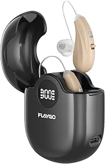 Hearing Aids for Seniors, OTC Hearing Aids for People with Hearing Loss, Sound Quality Restoration, Intelligent Noise Reduction, Standby 80h, One-Button Operation, Comfortable Wearing,Beige