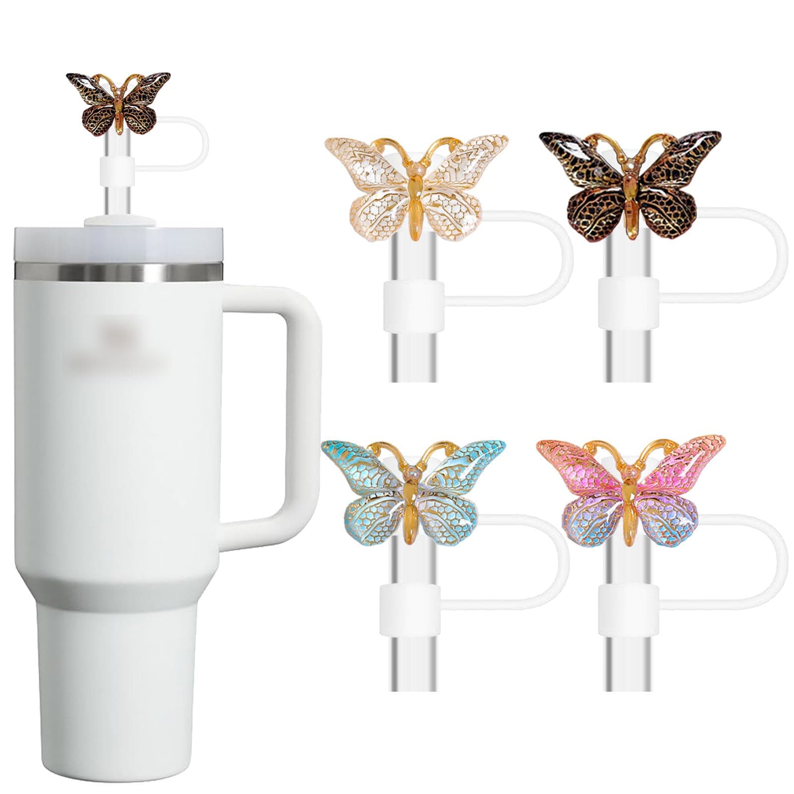 Glitter Silicone Straw Toppers for Stanley Cup 30 40 oz, Reusable Cap Accessories for Simple Modern Tumbler, Cute Straw Cover for Water Bottle