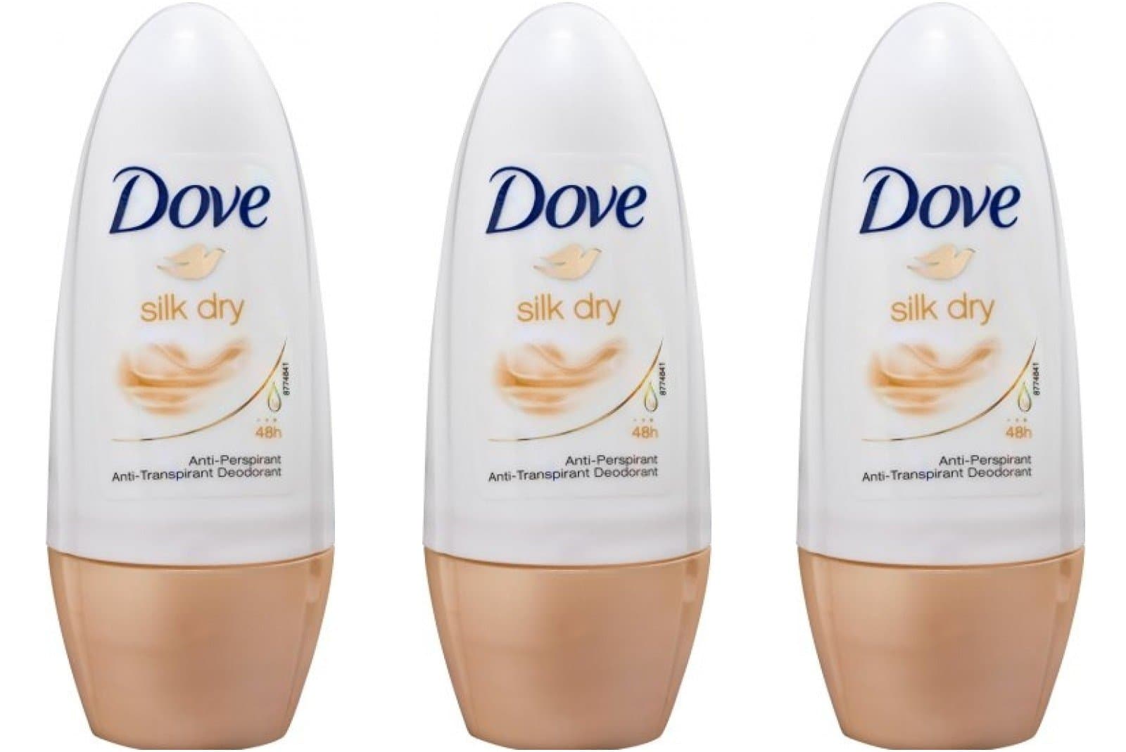 Dove Antiperspirant Deodorant Roll-On Silk Dry, 1.7 Oz Travel Size (Pack of 3)