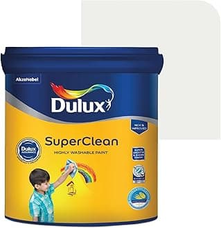 Dulux SuperClean Interior Emulsion Paint For Walls | Soothing Sheen & Rich Finish | Washable & Easy To Clean | Water Based Durable Paint (4L, White on White)