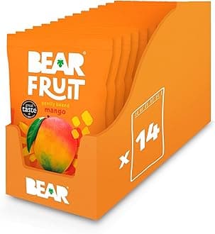 BEAR Fruit Dried Mango Packs - Gently Baked Fruit - Healthy - Vegan - 14 x 35g