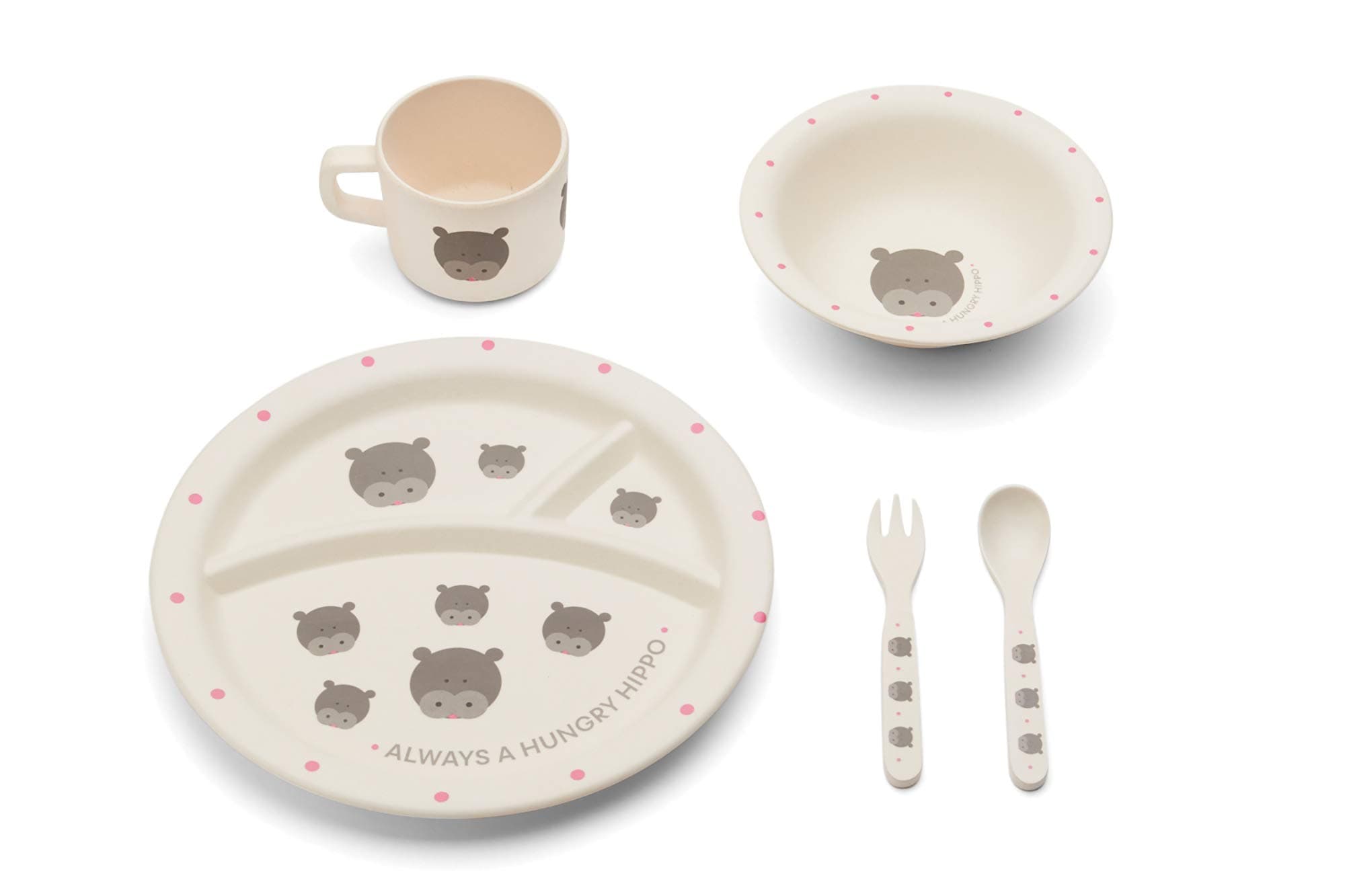Red Rover Bamboo Kids' Dinner Set, 2.75 x 11 x 10.25 inches, Off-White