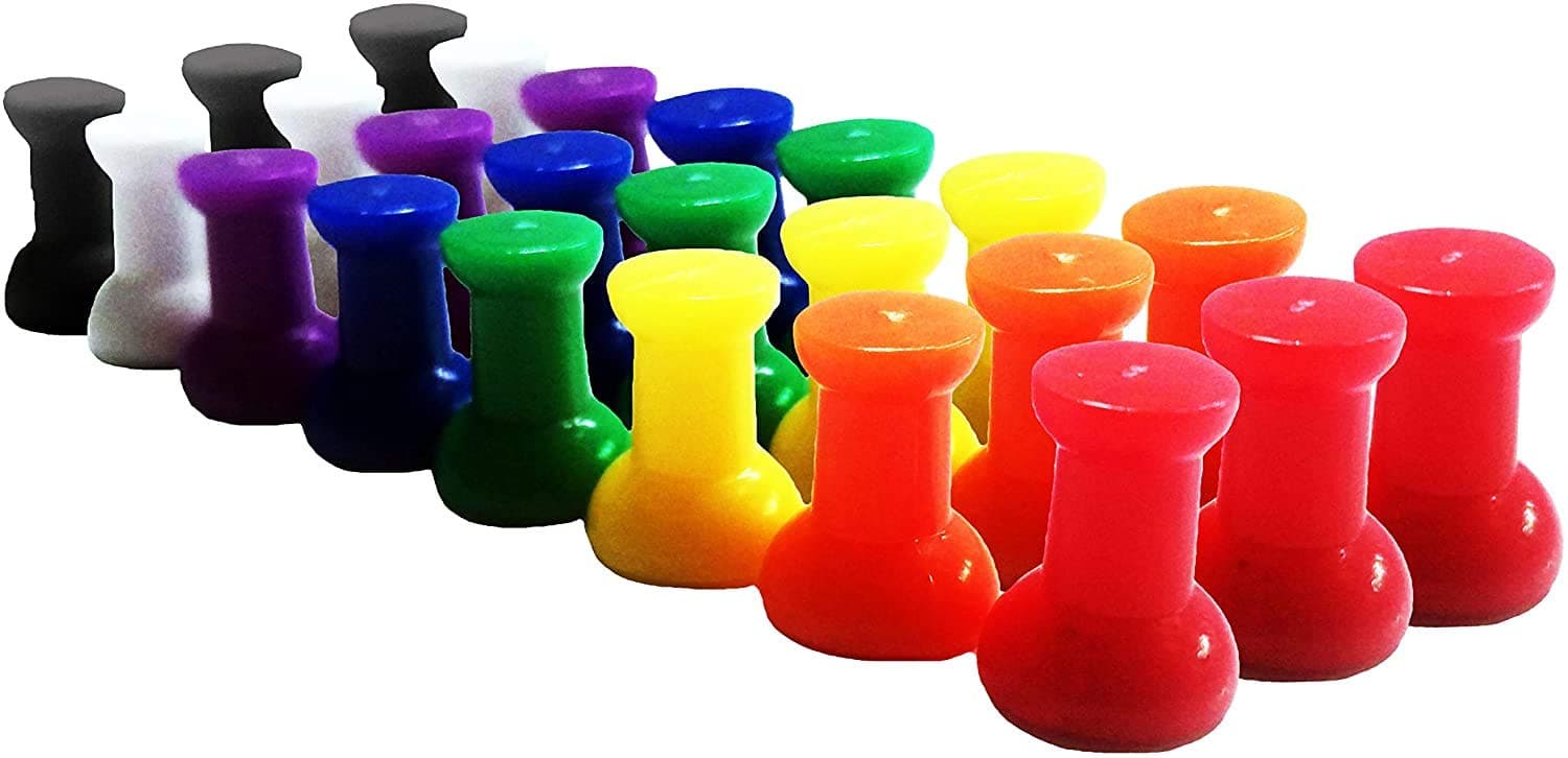 Bullseye Office 24 Classic Push Pin Magnets - Great for Fun Fridge Magnets, Whiteboards, Cabinets, Photo Magnets, Small Refrigerator Magnets, & Magnetic Thumbtacks!