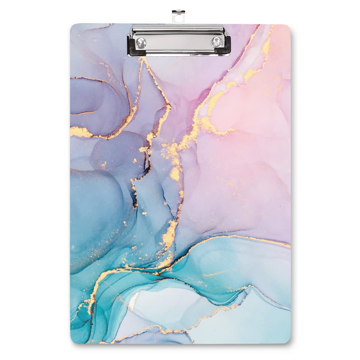 WAVEYU Cute Hardboard Office Clipboard, Clipboard with Low Profile Clip Designed for Office Use, Colorful Marble(12.5"x9")