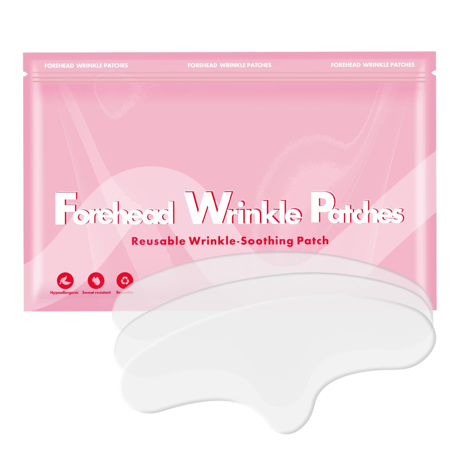 3 Pcs Forehead Wrinkles Patches Reusable, Anti Wrinkle Patch for Fine Lines, Hypoallergenic Wrinkle Remover Mask, Silicone Face Tape for Wrinkle Reducer, Women Facial Kit for Beauty Skincare