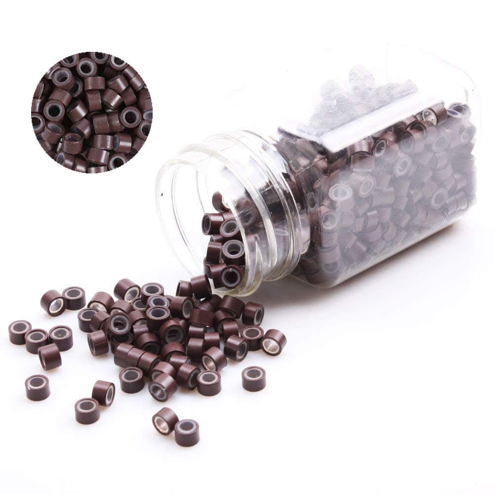 Vcedas (Light Brown) - Vastitude 1000PCS Silicone Micro Link Rings Beads for Hair Extensions Tool (Light Brown)