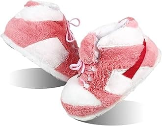 Sneaker Slippers Non Slip Sole Indoor House Plush Slippers Unisex Indoor Floor Cotton Shoes (Pink,5.5,12)