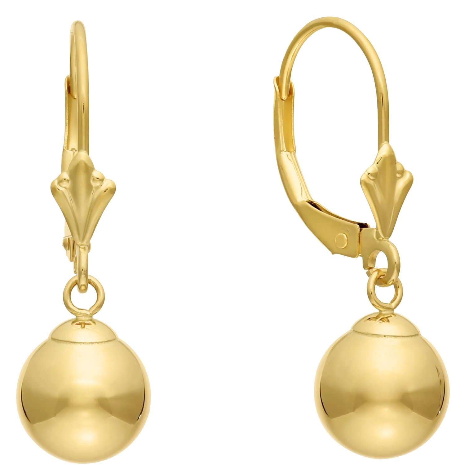 14k Gold Ball Drop Earrings with Leverback