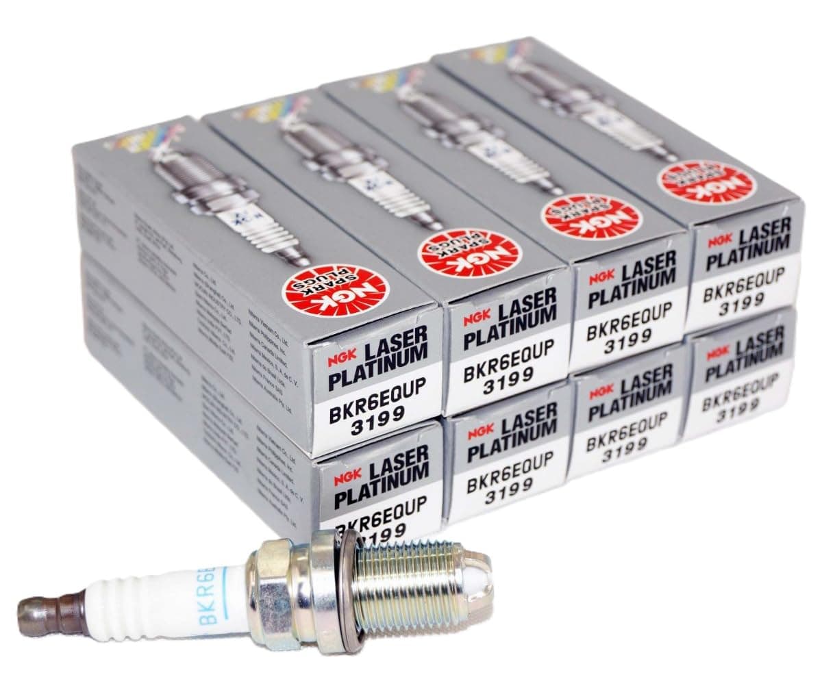 3199 Laser Platinum Spark Plugs BKR6EQUP Compatible with Select Audi, BMW, Bentley, Land Rover, Morgan, Porsche and Volkswagen V8 Models (8 Pack)