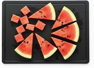 Thirteen Chefs Plastic Cutting Board with Juice Groove - Small Cutting Board for Meat, Grilling, BBQ, Smoking, Fruit, and More - 18" x 12" x 0.5" - Black