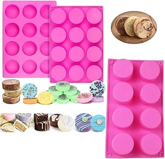 12 & 8 Cavity Round Cylinder Cake Puck Moulds for Baking Chocolate Candy Oreo Cake Pops Decoration Cupcake Muffin Jelly Macaroon Cookie Biscuit Ice Cream Dessert Mold