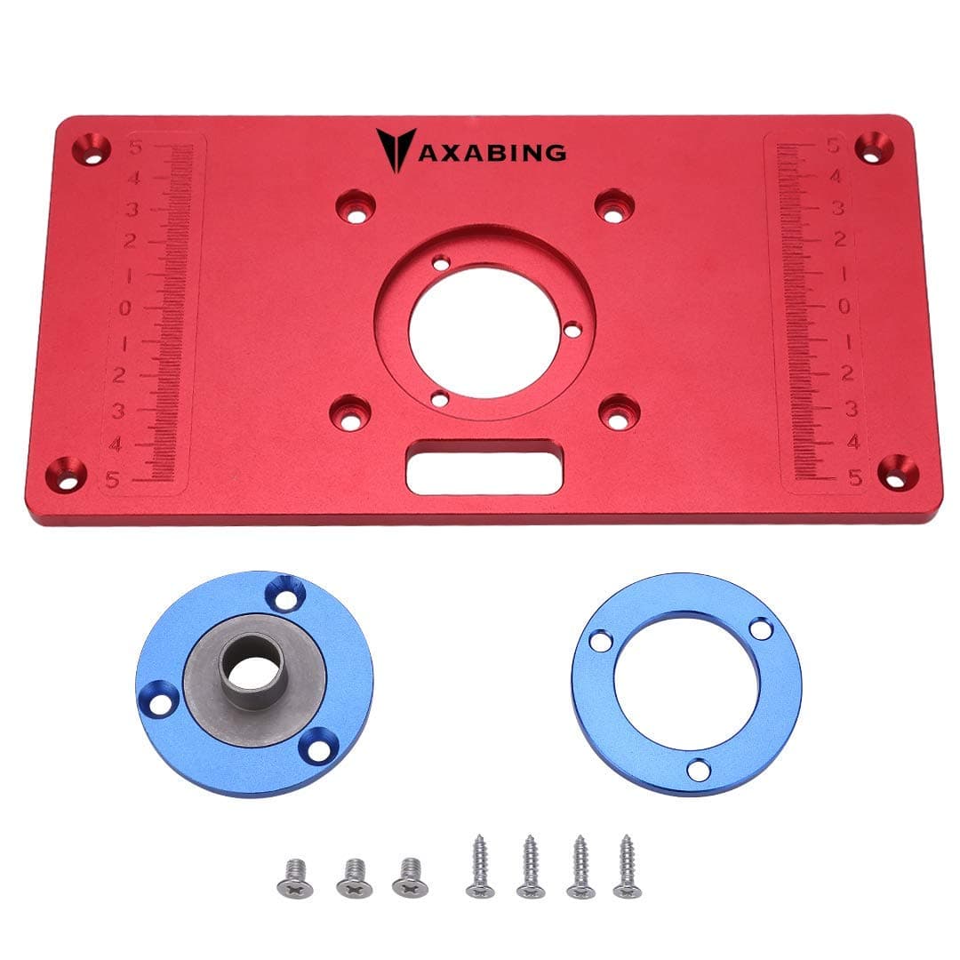 Router Table Insert Plate Aluminum Red Board Trimming Machine Flip Board for Woodworking, 62x70mm