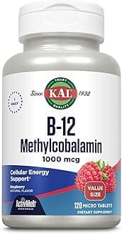 Vitamin B12 Methylcobalamin 1000mcg, Healthy Energy, Metabolism, Nerve and Red Blood Cell Support, Fast Dissolve ActivMelt, High Absorption, Vegetarian, Natural Raspberry, 120 Serv, 120 Micro Tabs