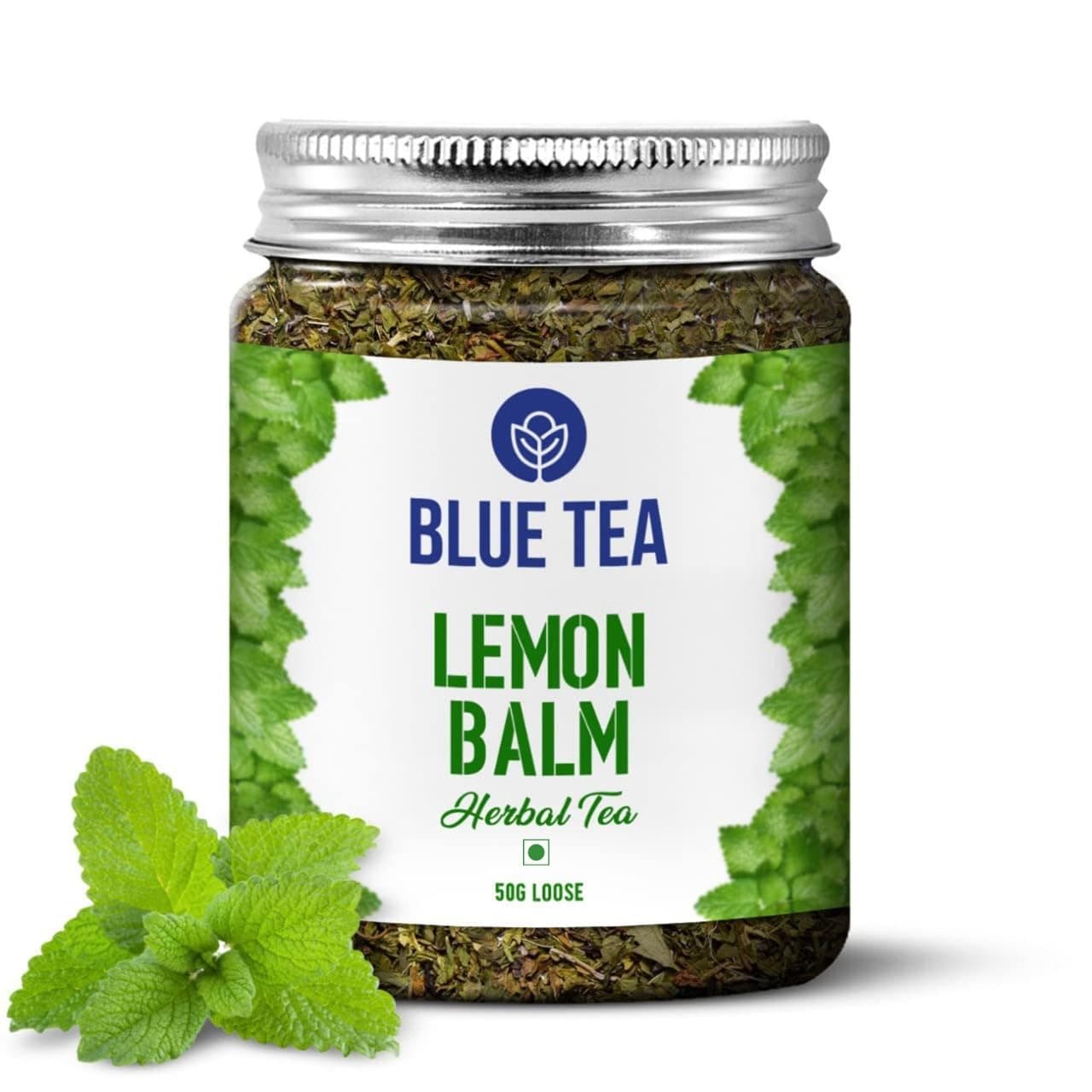 Lemon Balm Tea - 50gm - 50+ Cups | RELIEVES STRESS | REDUCES BLOATING | IMPROVES DIGESTION | Leaf Based - Caffeine Free - Non-GMO - Relaxing | Shark Tank Featured | Reusable Pet Jar