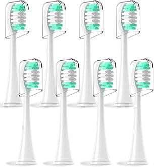 Replacement Toothbrush Heads for Aquasonic Duo Pro Series and Vibe Series - 8 Pack Electric Brush Heads Compatible with Aqua Sonic Black Series and Black Series Pro (White)