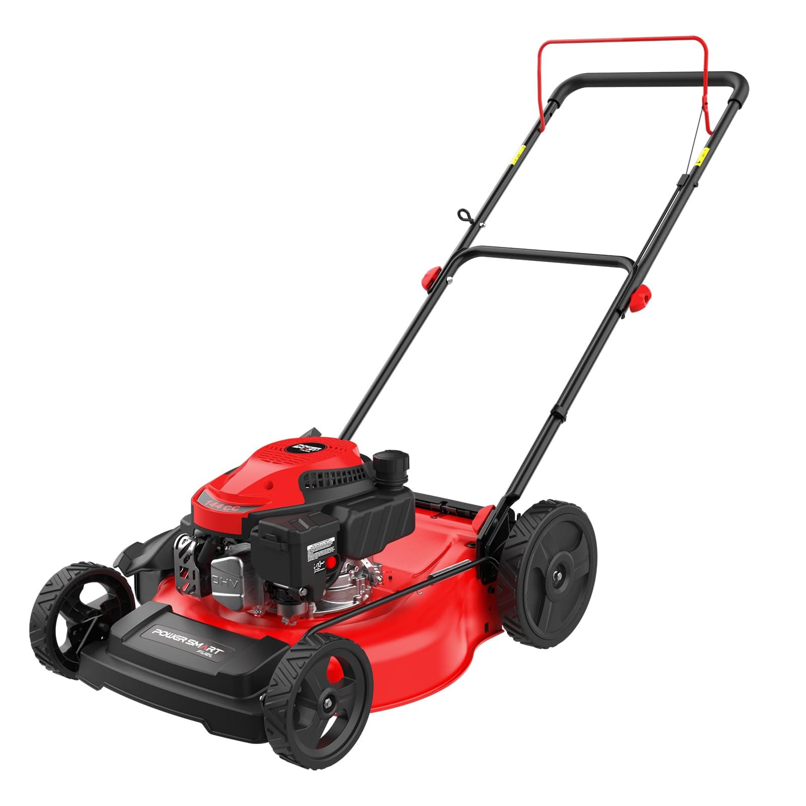 PowerSmart EasyCut 21-Inch Gas Lawn Mower, 144cc 4-Stroke OHV Engine, 2-in-1 Push Mower with Mulching & Side-Discharge