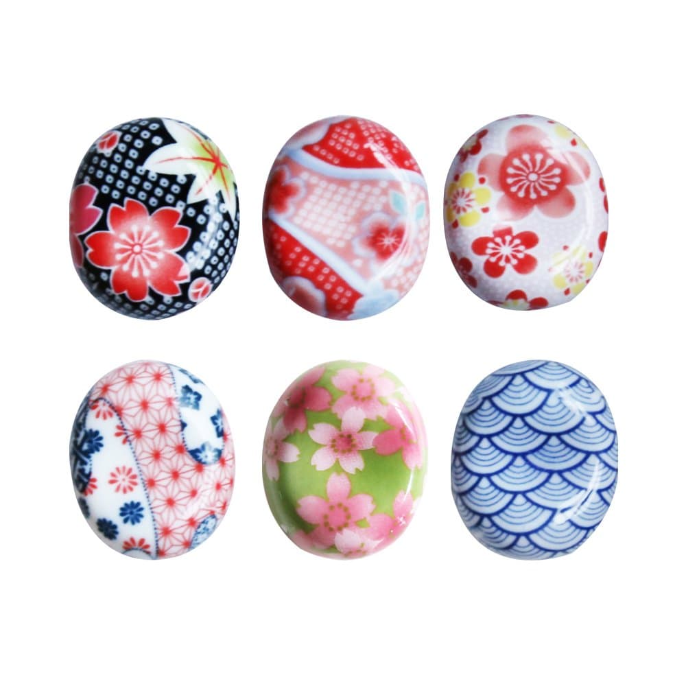 CHOOLD Japanese Style Hand Painted Floral Ceramic Chopsticks Rest Rack Dinner Spoon Stand Knife Fork Holder Chopsticks Stand(Set of 6)