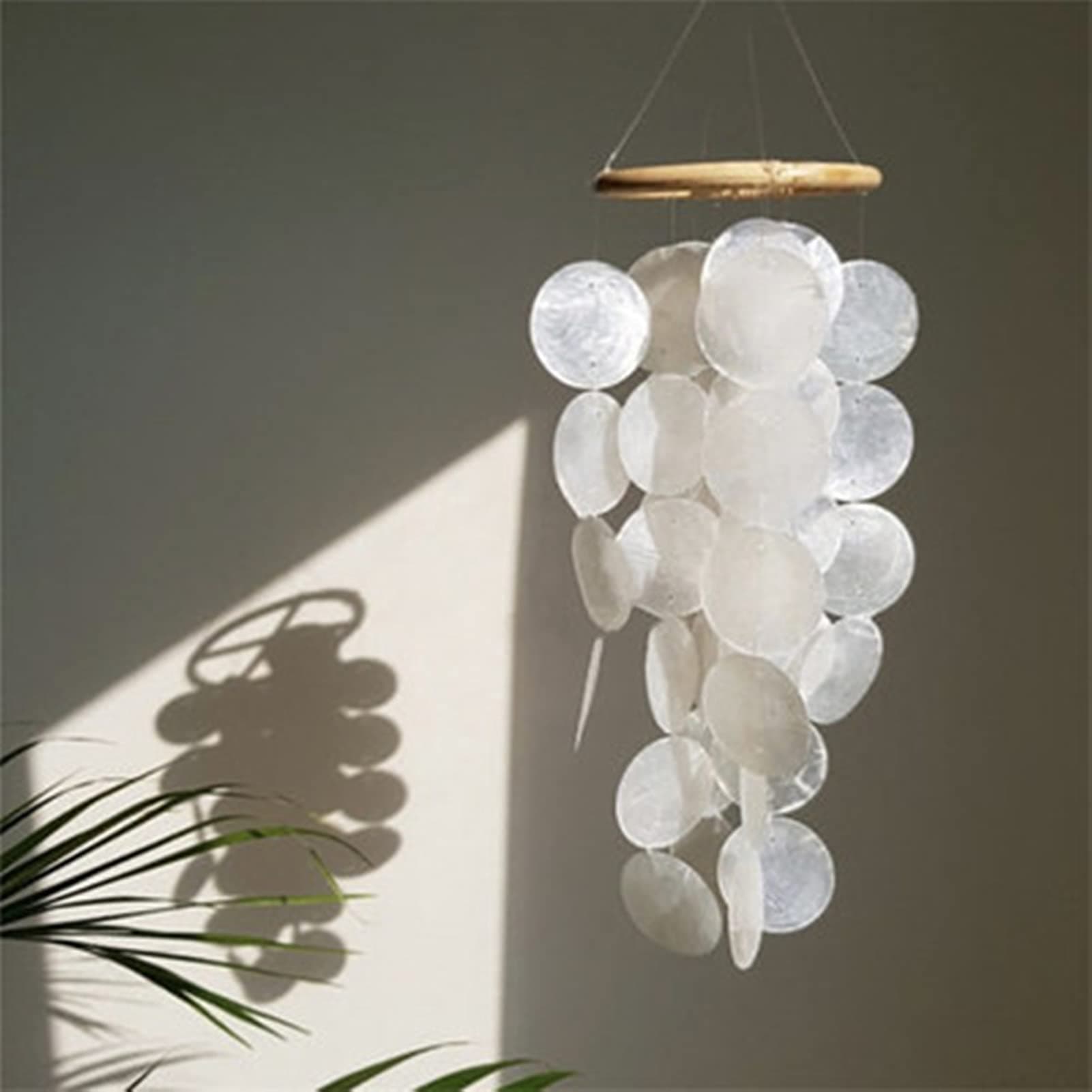 Wind Chime Capiz Shell Mother of Pearl Shells in White for Home Hanging Ornaments Nursery Decoration(Small)