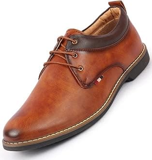 FAUSTOMen's Formal Lace Up Oxford Shoes with TPR Welted Sole