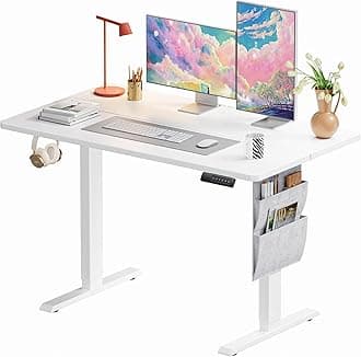Marsail Standing Desk Adjustable Height,48"*28" Electric Standing White Deskwith Storage Bag,Sit Stand up Deskfor Home Office Writing Computer Table,4 Memory Preset with Headphone Hook,Cable Manager