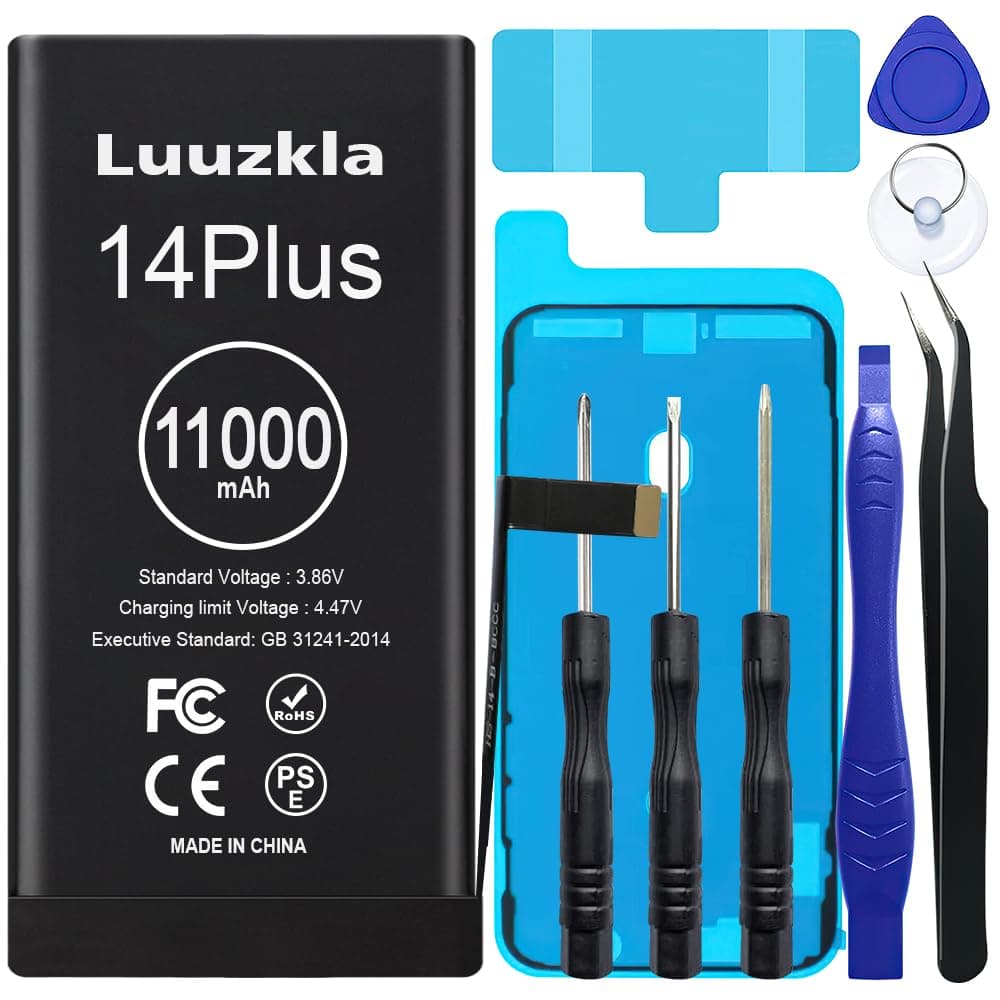 11000mAh (New Upgrade) Battery Compatible with iPhone 14 Plus, High Capacity Compatible with iPhone 14 Plus, with Tool Kits-0 Cycle High Capacity-24 Months Service(Not for 14/14Pro/14ProMax)