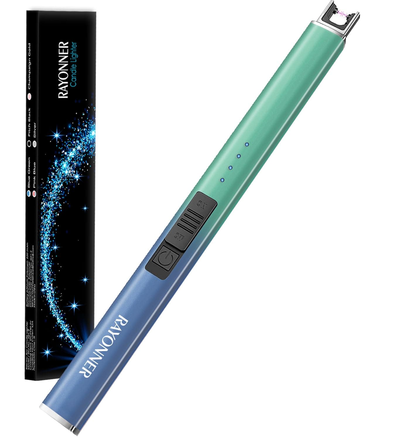 RAYONNER Electric Candle Lighter Rechargeable Lighters Easter Basket Stuffers Valentines Day Gift for Her Him Plasma Arc Windproof & Flameless with Safety Switch