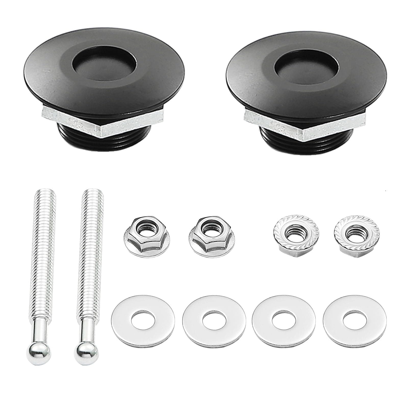 STETION Quick Release Latch License Plate Lock Clip 1.25" Diameter Aluminum Alloy Car Hood Pins Lock Clip Kit for Bumper Hood License Plate (2 Pack - Black)
