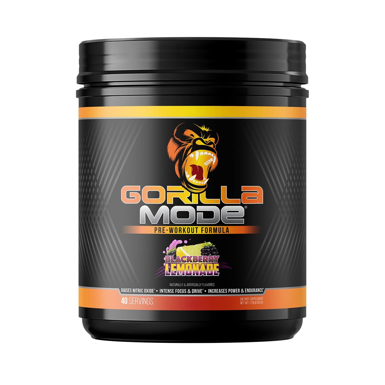 Gorilla Mind Pre Workout - Massive Pumps Laser Focus Energy Power - L-Citrulline, Creatine, L-Tyrosine, Betaine, Hydroprime, Alpha-GPC, 400mg Caffeine, Huperzine A 800g (BlackBerry Lemonade)