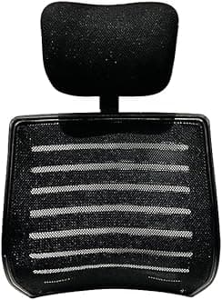 Comfortable Office Visitor Revolving Boom Chair Spare Parts Accessories Net Back with Nut Bolts and Key Fit to Every Chair (Boom Back with Headrest, Black)