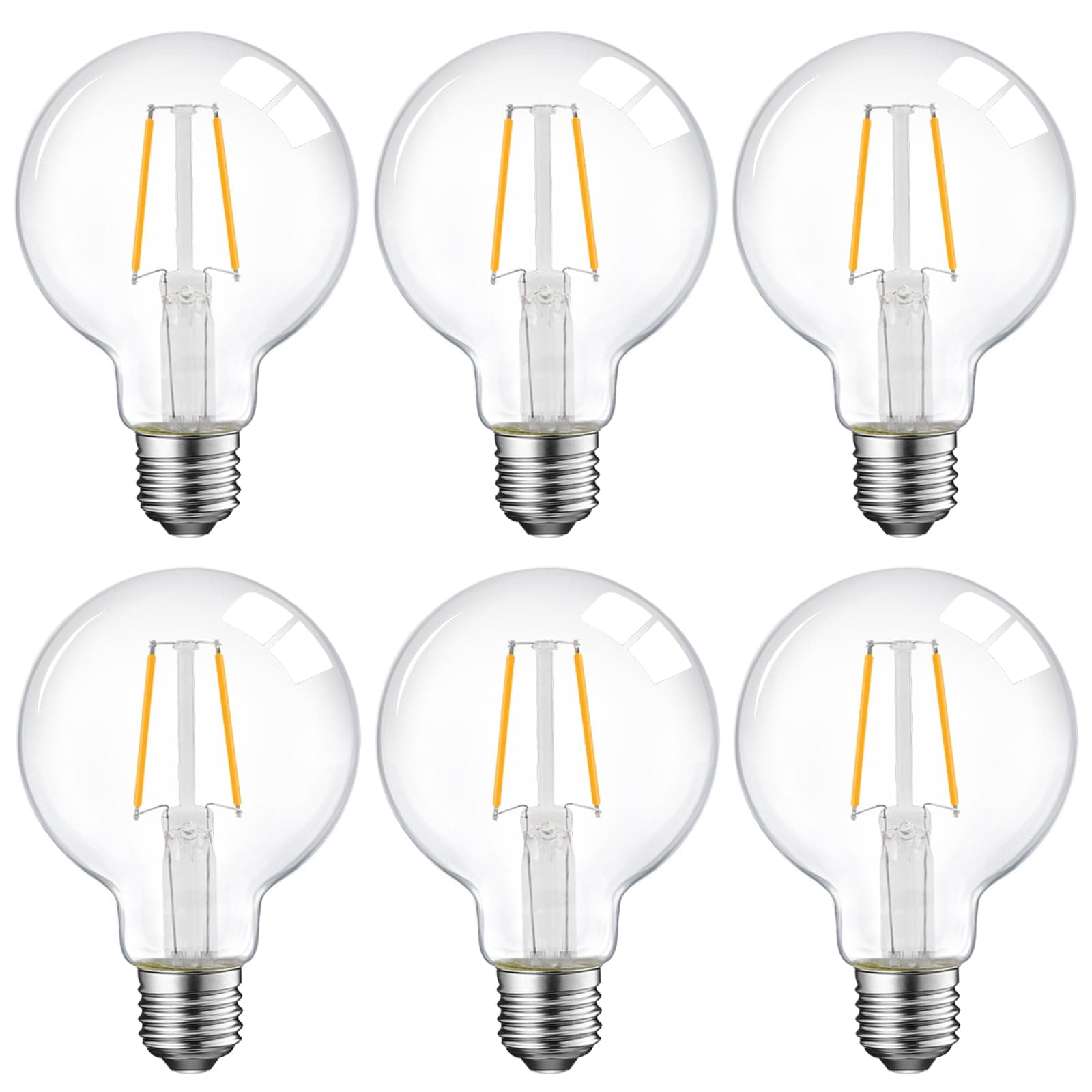 ENERGETIC SMARTER LIGHTING 5W Dimmable G25 LED Globe Light Bulb, G25 LED Vintage Light Bulb, 60W Equivalent, 500Lumens, 2700K Soft White, E26 Base, ETL Listed, 6-Pack