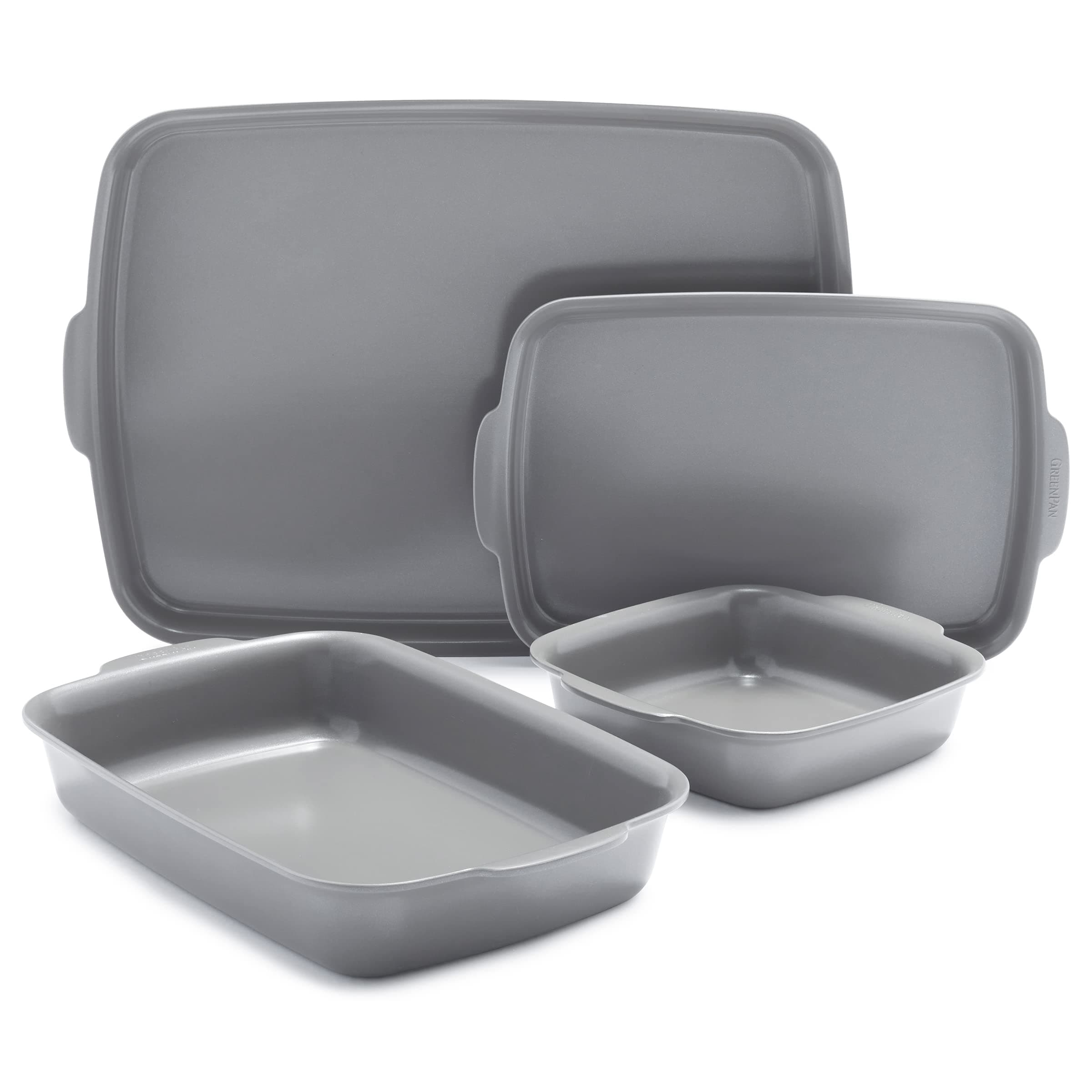 GreenPan Premiere Ovenware Healthy Ceramic Nonstick 4-Piece Set, Cast Aluminum, PFAS-Free, Gray