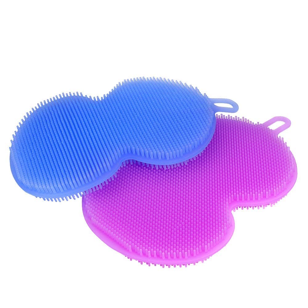 Zoopip Silicone Sponge Multipurpose Silicone Scrubber for Kitchen Brush Pot Pan Dish Bowl -Wash Fruit and Vegetable -Pot Holder-Pack of 2